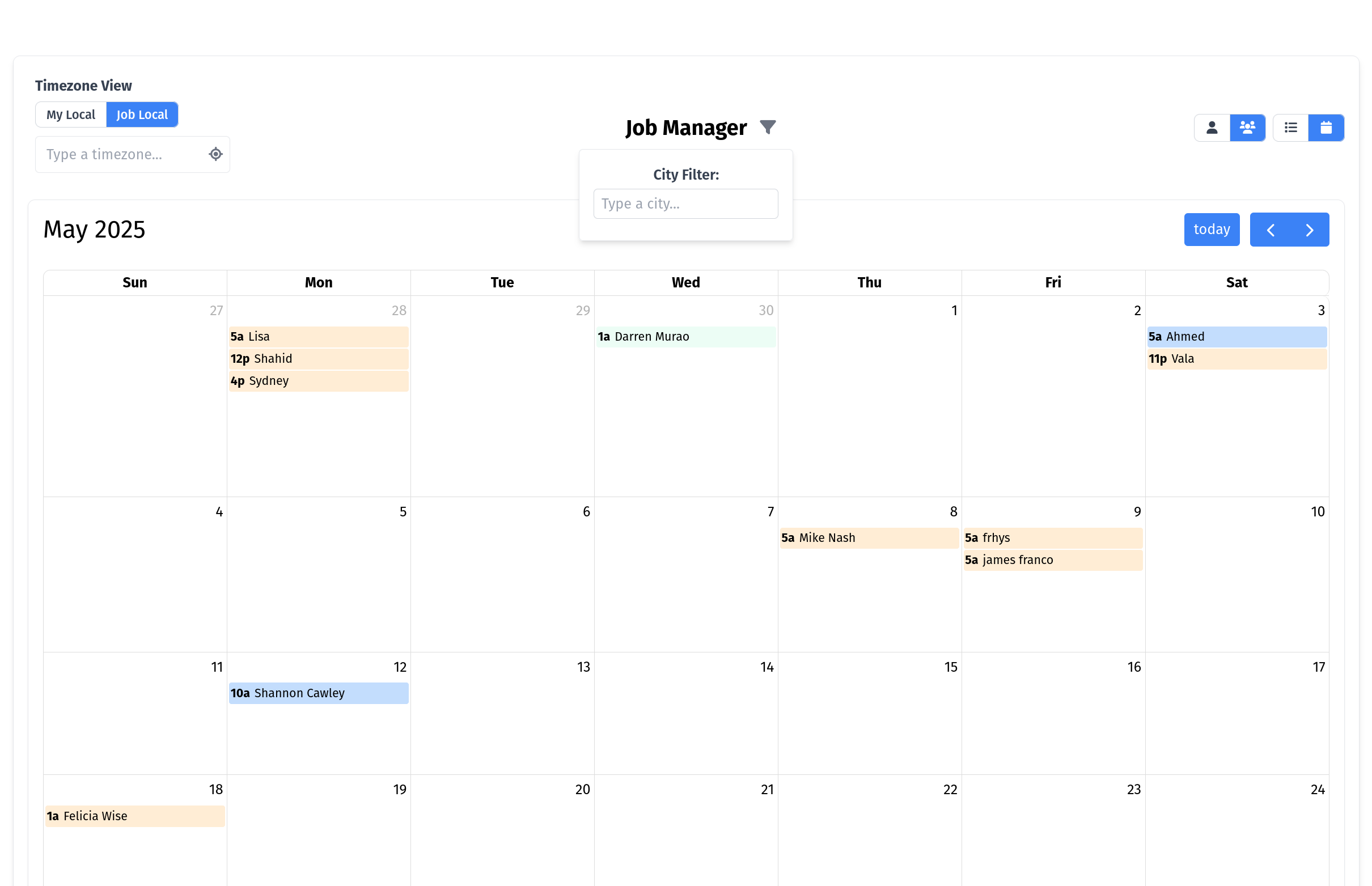 Monthly calendar capacity