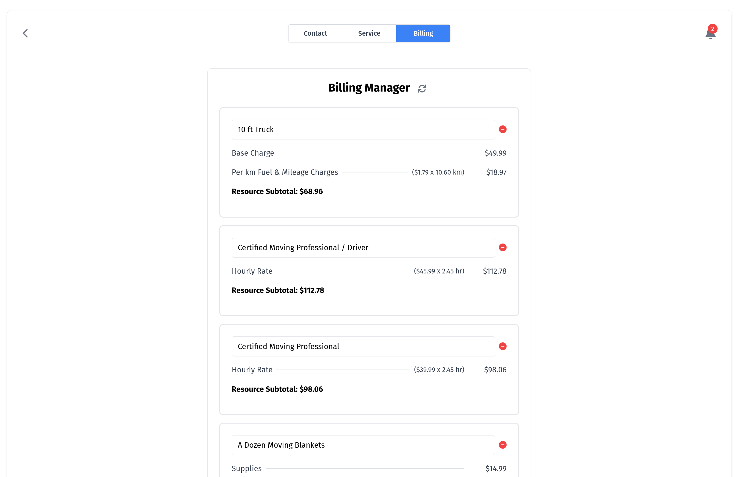 New contact / quick start view